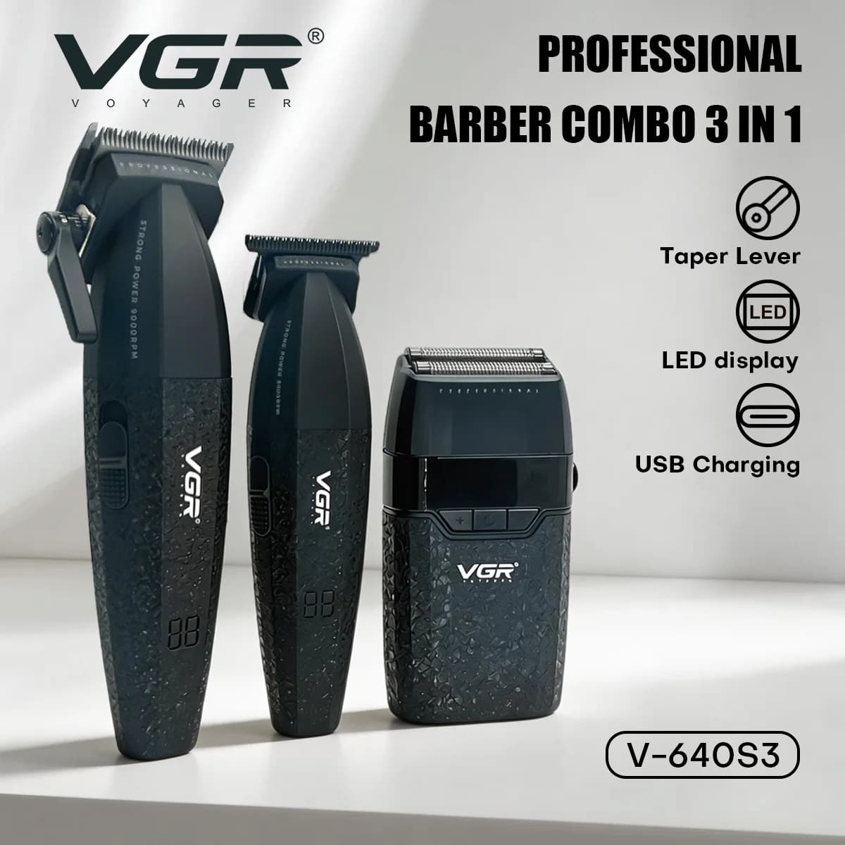 VGR Haircuts Professional Haircuts Adjustable Haircuts 9000 rpm Wireless Haircut Set V-640 S3