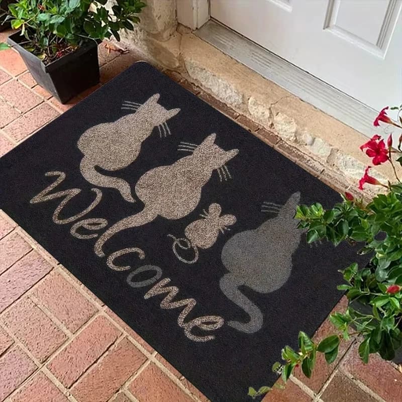 VIKAMA Cat Theme Welcome Zerbino Bathroom Anti-slip Mat Living Sofa Mat Bedroom Cover House Decoration
