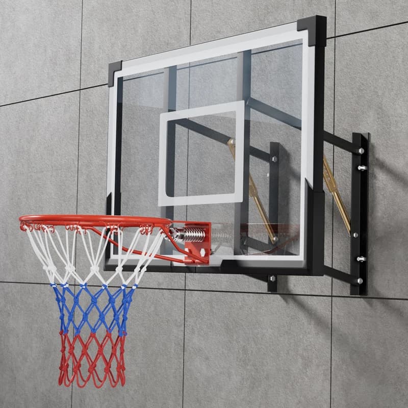 Basketball Set for Indoor and Outdoor Hand Push Lift Ring and Glass Back Panel