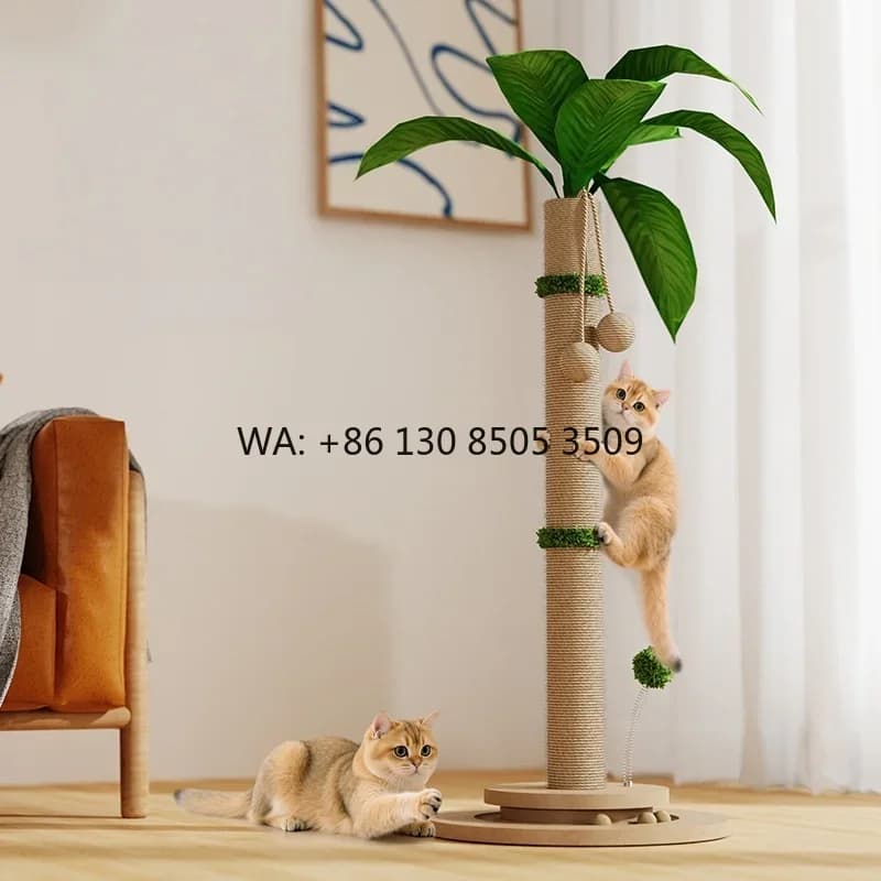 Modern Classic Luxury Hemp Rope Cat Climbing Frame & Grabber Eco-Friendly Anti-Slip Cat with Coconut Tree Design