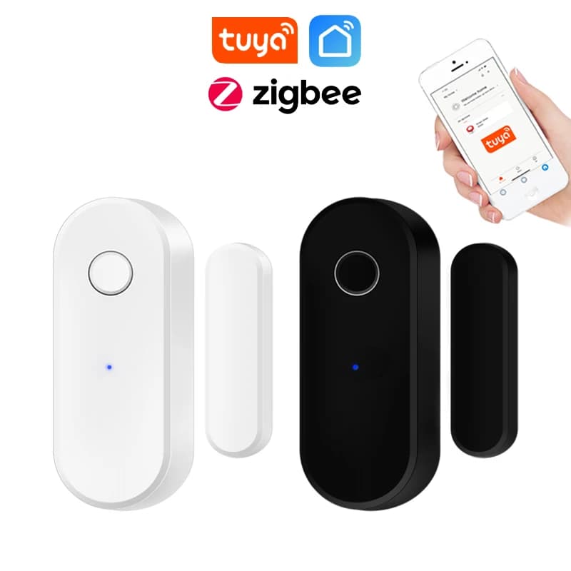 Tuya Zigbee sensore di porta sensore di distanza di contatto finestra aperta rilevatore chiuso protezione di sicurezza domestica intelligente funziona con Aleax Smart Life