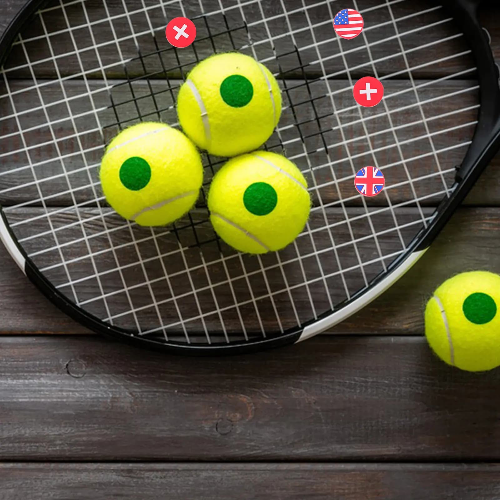 4 Pezzi Antivibranti per Racchette da Tennis in Silicone con Motivo a Bandiera, Facili da Installare, per Giocatori e Partite