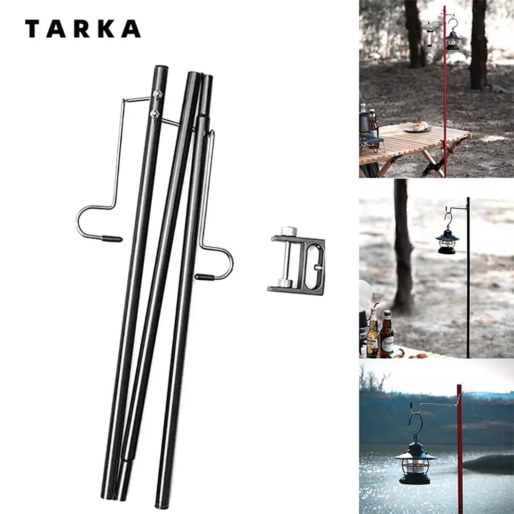 TARKA Outdoor Lantern Stand Camping Light Rack 2 Hooks, 1pcs Ultralight Tabletop Light Holder,portable Folding Lighting Brackets