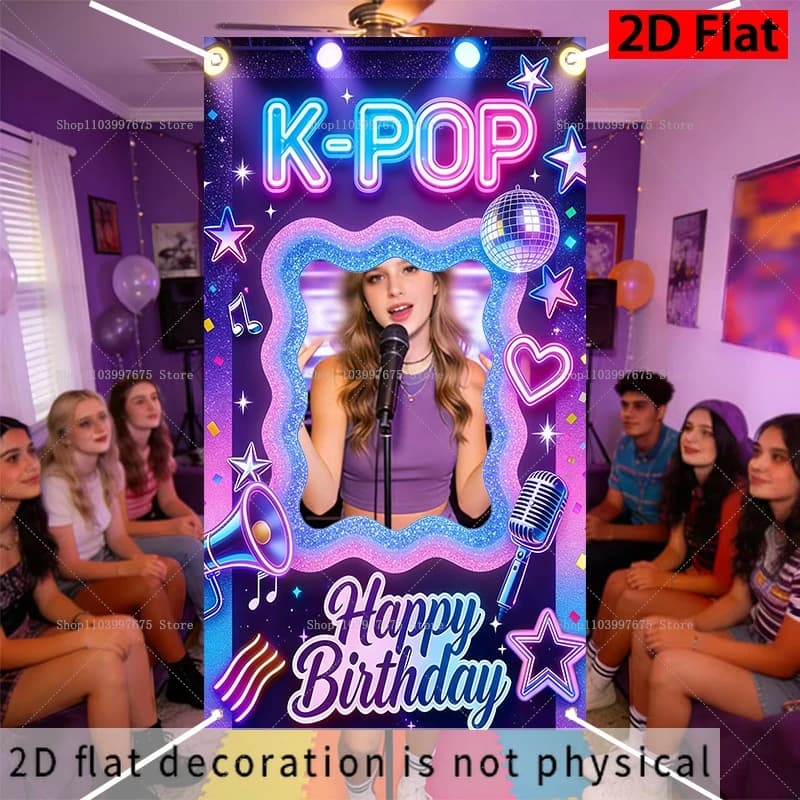 Cornice per Foto a Tema Musica K-POP, Accessori per Feste di Compleanno per Bambini, Decorazioni per Feste, Sfondo per Servizi Fotografici, Banner per Studio Fotografico