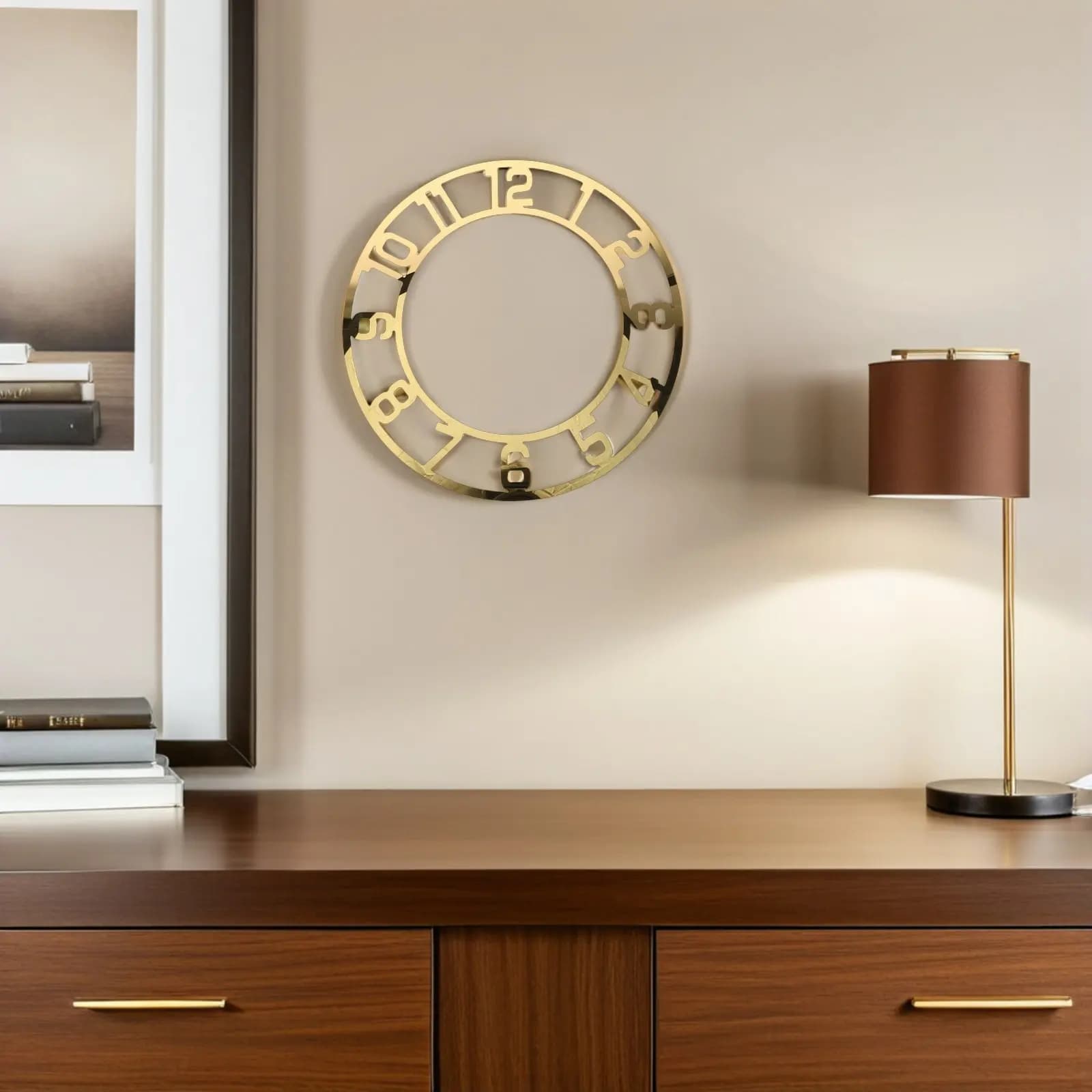 2 Pieces 25cm Acrylic Mirror Round Wall Clock with Arabic Numerals, Modern Design and Minimalist for Living, Hotel, Lobby, Fai-da- ♪