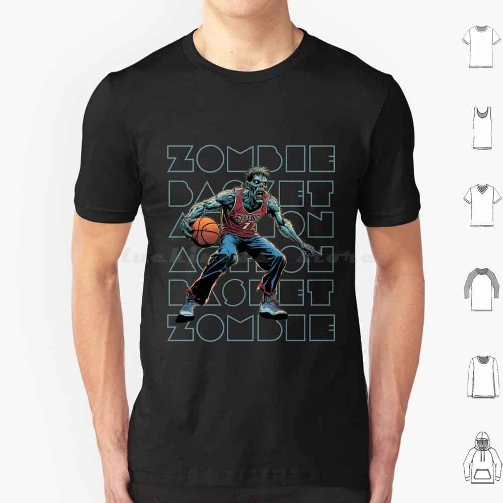 Zombie Basket Action T Shirt Big Size 100% Cotone Dunker Basket Slam Hoops Sport Divertente Palla sportiva Giocatore di basket