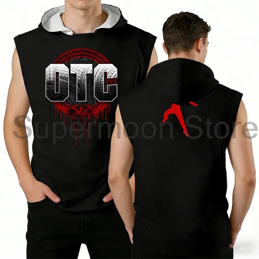 Roman Reigns OTC Hooded Tank Tops Felpa con cappuccio senza maniche unisex Donna Uomo Streetwear Gym Vest