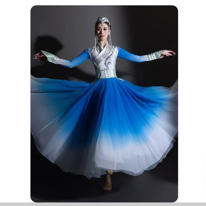 Summer New Diamond studded Mongolian Dance Performance Dress with Large Pendulum