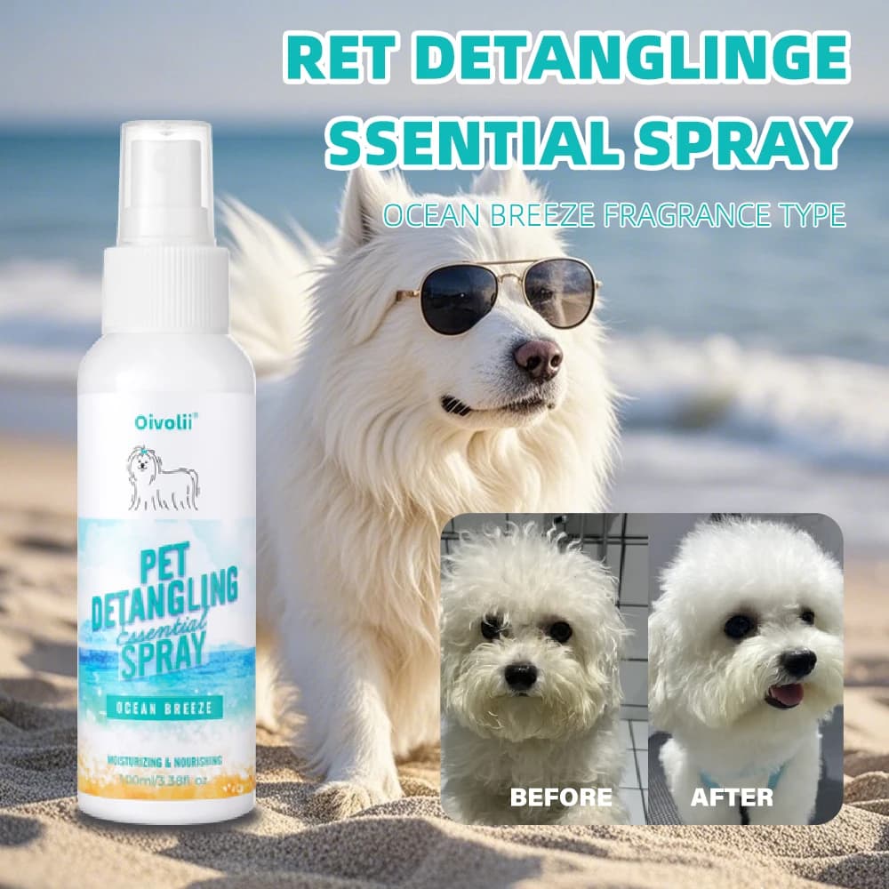 Spray districante per peli di animali domestici al profumo di brezza marina per cani a pelo lungo, ammorbidisce il pelo, facile da districare, rimuove i nodi, detergente per peli e gomitoli.
