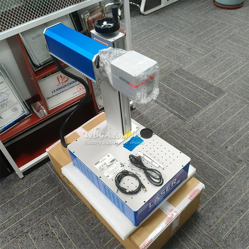 50W/100W Fiber Laser Marking Machine, Raycus 30W Laser Marking Machine for Steel, with D80 Rotating Axis for Jewelry and Silver Processing