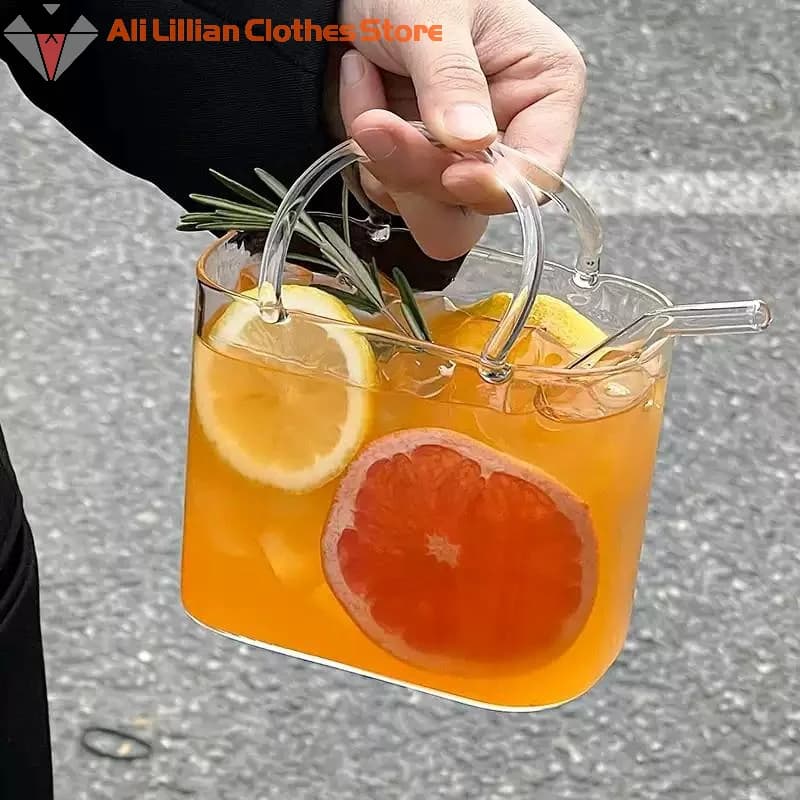 Nuovo Bicchiere Portatile a Forma di Borsa, Bicchieri Creativi per Cocktail, Divertente Bicchiere da Vino a Forma di Frutta, Bicchiere con Cannuccia Stile Ins, Accessorio da Bar