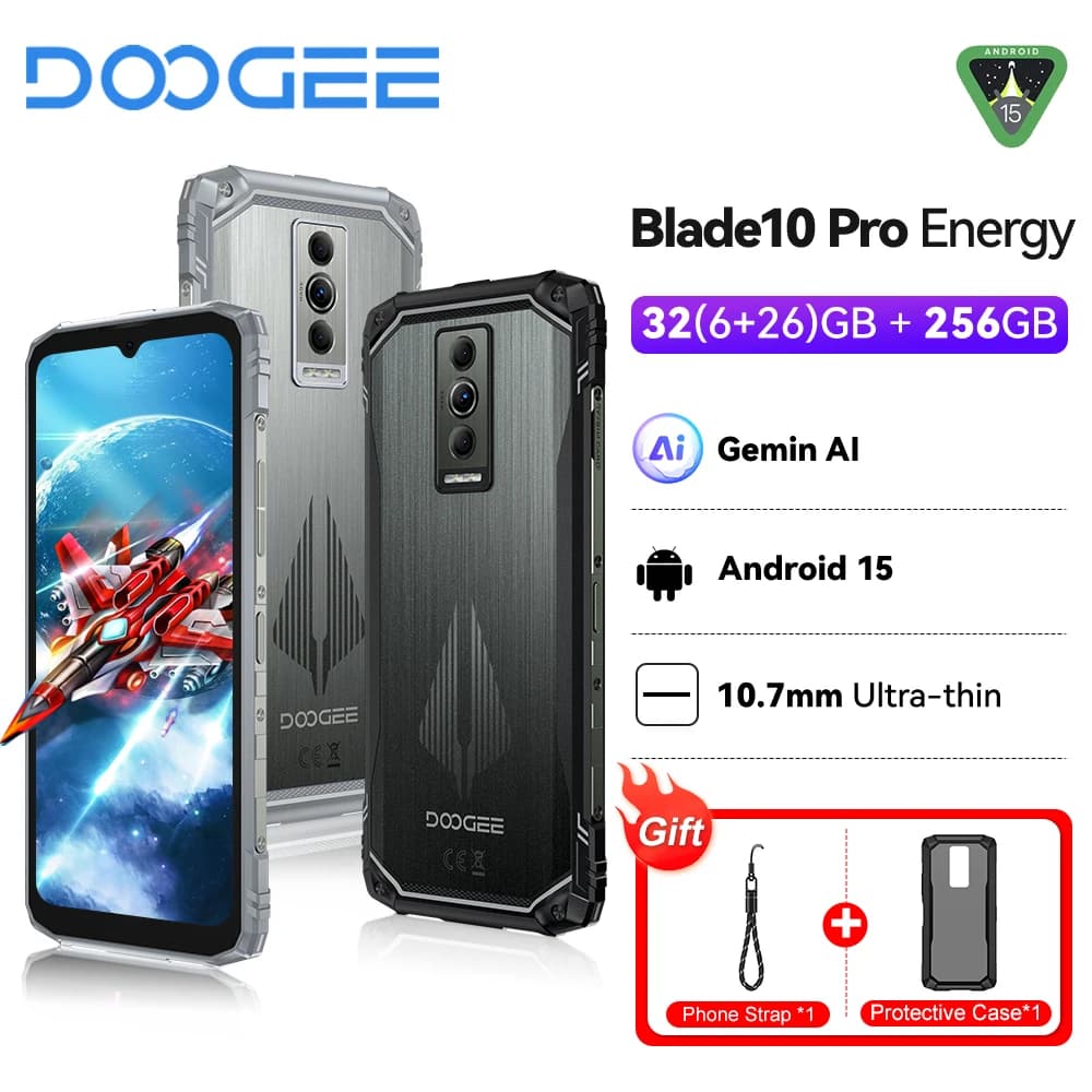 NUOVO DOOGEE Blade10 Pro Energy Smartphone Robusto 6GB+256GB Schermo HD+ da 6.56'' Cellulare 6150mAh 50MP Android 15 NFC Telefono Cellulare