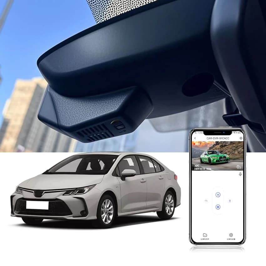 New! Plug and play 4K 2160P Dash Cam DVR Camera for Car 2 Lenses Free Wifi Night Vision Recorder for Toyota Corolla E210 Facelift 2019-2025