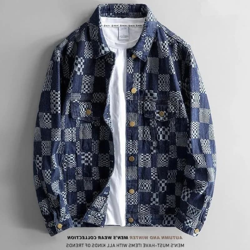 Giacca di jeans jacquard casual alla moda per uomo Cappotti capispalla autunno e inverno Giacca di jeans Giacca da uomo streetwear