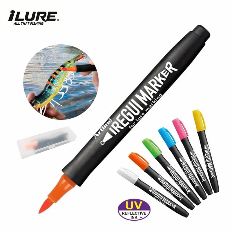 New Fishing Tool UV Fluorescent Paint Pen for Soft Hard Lures Squid Bait Marking Fishing Hook Sequins Luminous DIY Custom Tackle