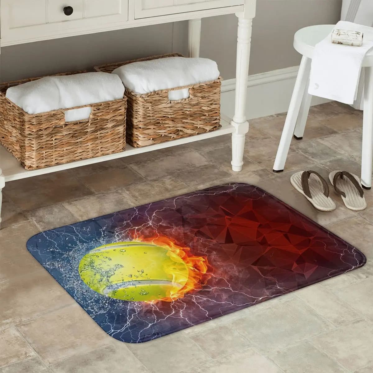 Tappetino zerbino antiscivolo con pallina da tennis, tappeto durevole per ingresso cucina, bagno di casa, soggiorno, tappetini