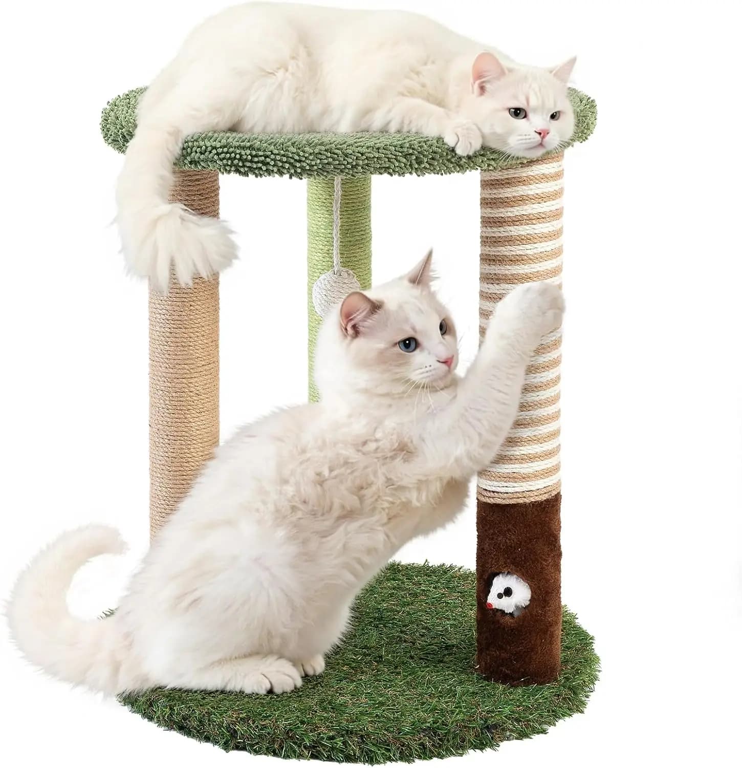 Albero per Gatti con 3 Posti di Tirata, Altezza 56 cm, con Tirata in Sisal e Giocattoli Divertenti per Gattini e Gatti Adulti