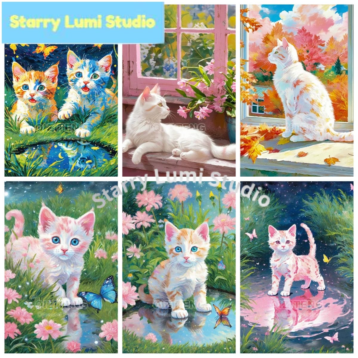 Dipinto Diamantato 5D Gatto Nero Cielo Stellato, Mosaico Completo di Diamanti, Ricamo a Punto Croce con Animali Cartoon, Set Artistico per Decorazione Casa e Regalo