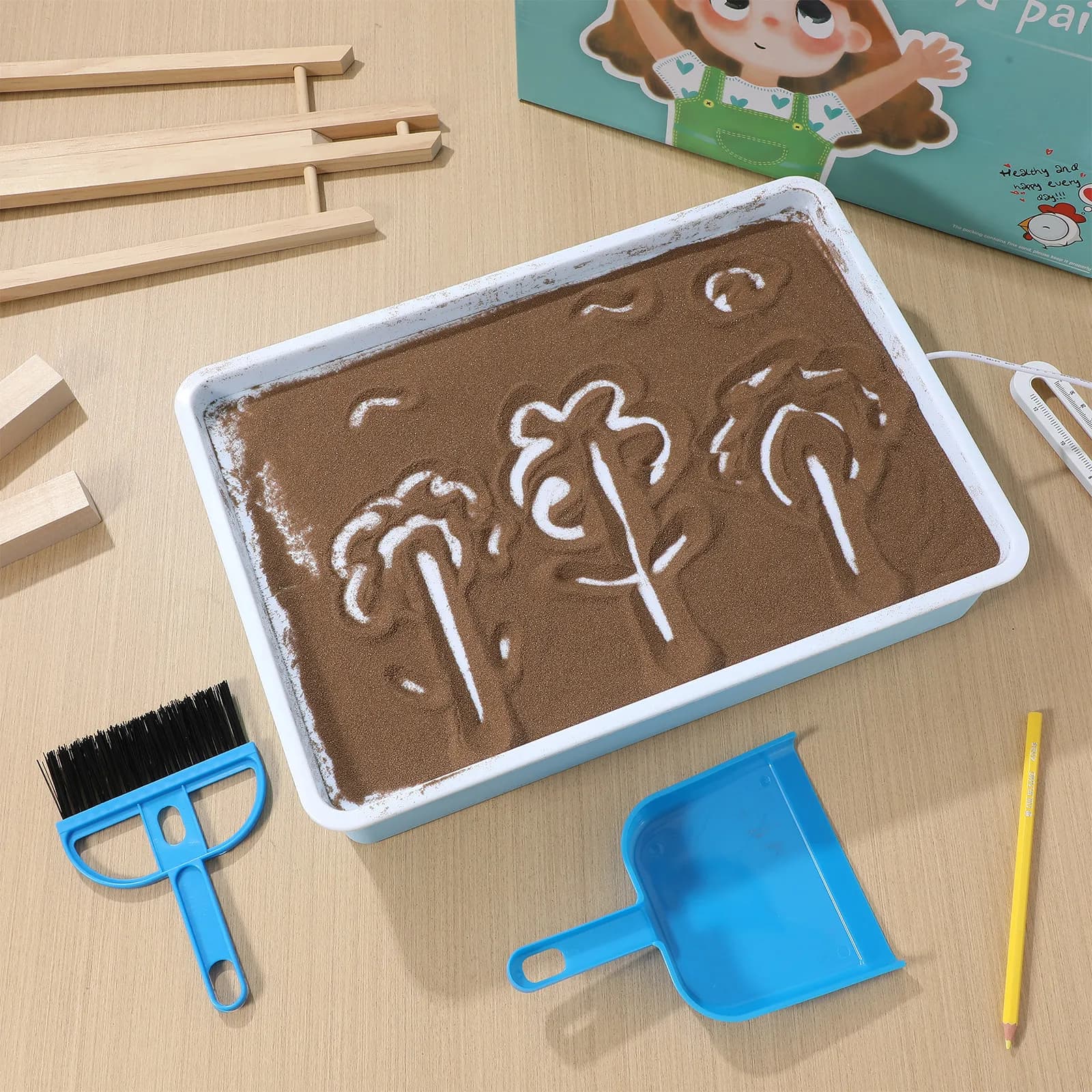Set Creativo per Pittura su Sabbia per Bambini, Tavolo Educativo con Luce per Ragazzi e Ragazze