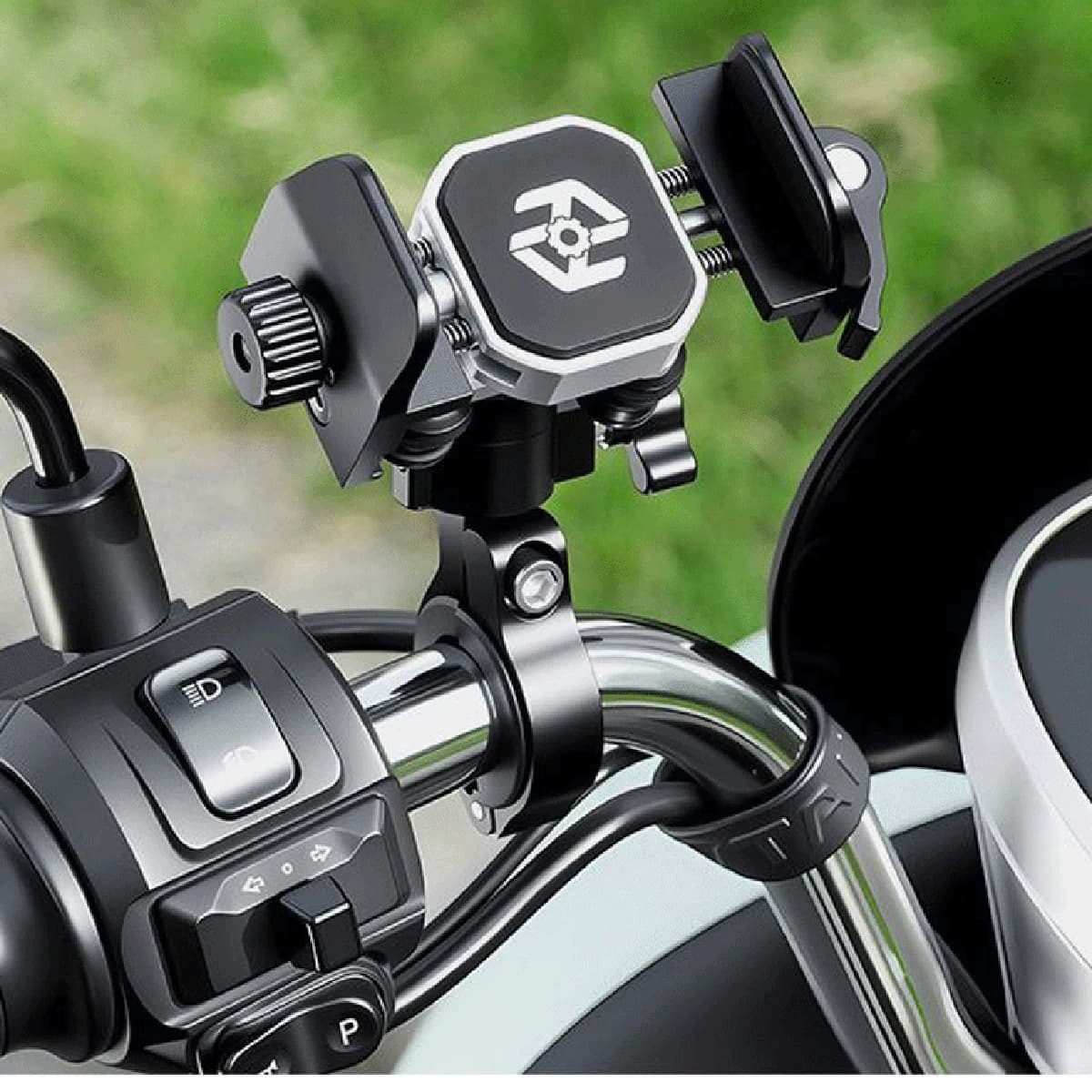 Supporto per Telefono da Moto in Lega di Alluminio Universale Antiurto, Staffa di Navigazione per Manubrio Moto, Supporto Girevole Regolabile