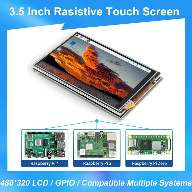 Touch Screen Raspberry Pi 4 3.5 Inch 4 480*320 LCD Display GPIO Monitor ABS Cooling Fan for Raspberry Pi 4 Model B 3B + 3B