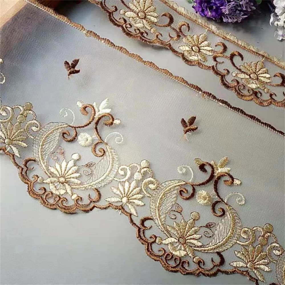 2 meters 160 mm 50 mm Flower Lace ribbon Trim for sofa Curtain covers Finishes Embroidery Applique DIY Chocolate