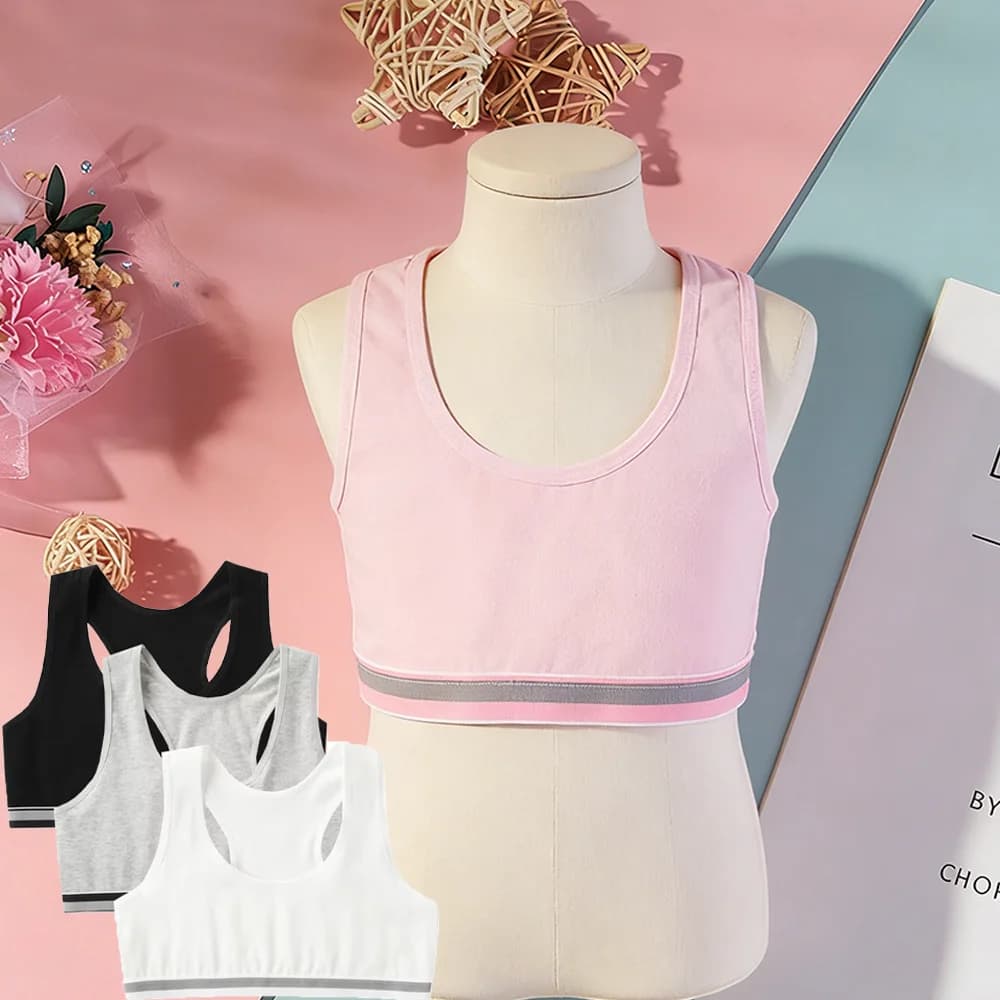 Girls Cotton Training Bras Children Puberty Wireless Underwear Kids Sport Vests Teenage Camisoles Students Underclothes