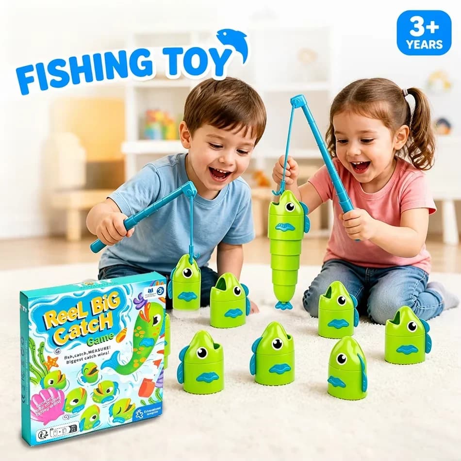Telescopic Fishing Toy With Spinning Green Fish Set, Kids' Educational Fishing Master Fun Game For Ages 3+