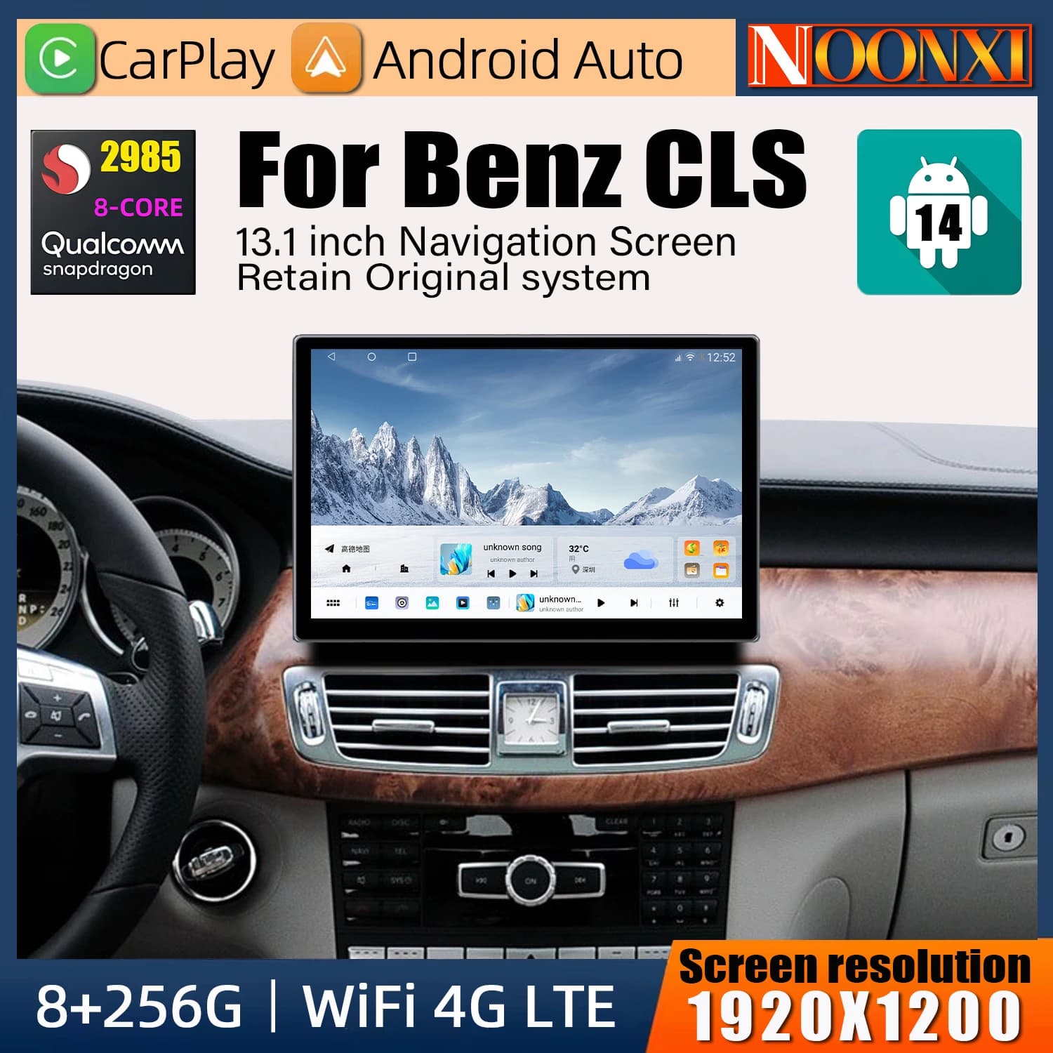 14.9 "Wireless CarPlay Andorid Auto Per Mercedes Benz CLS W218 X218 C218 NTG 4.5 Schermo Per Auto Radio Multimedia di Navigazione GPS DSP