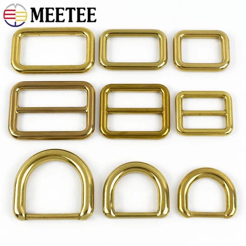 5 Pz 15-38mm Ottone Solido O D Anello Fibbia Zaino Cintura Regolare Tri-Glide Cursore Chiusura Collare Del Cane Connettore Gancio Borsa FAI DA TE Accessorio
