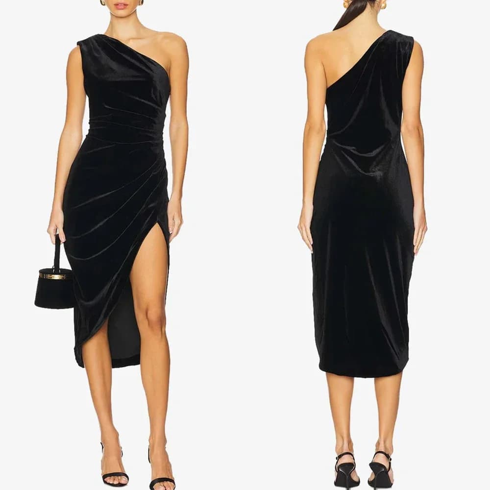 Customized Elegant Solene One-shoulder Midi Dress A-Line Evening Dresses Formal Exquisite High Quality Prom Party Gown for Women