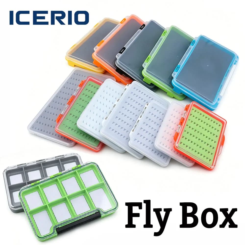 ICERIO1PC Fly Fishing Box Multi-style Foam/Compartment Tackle Case Waterproof Clear Hook Lure Fly Box for Trout Bass Angling