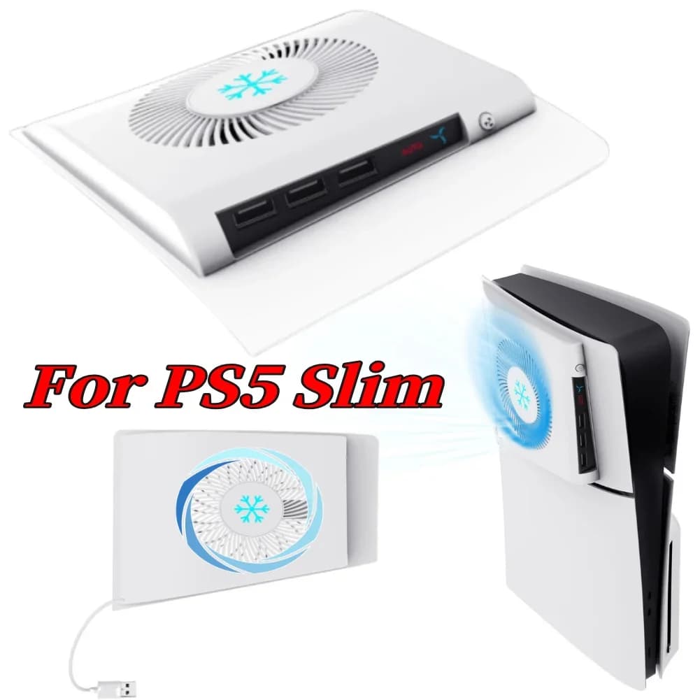 Ventola di Raffreddamento per Console PS5 Slim con 3 Porte USB 2.0, Ventola Esterna per Accessori Playstation 5 Slim