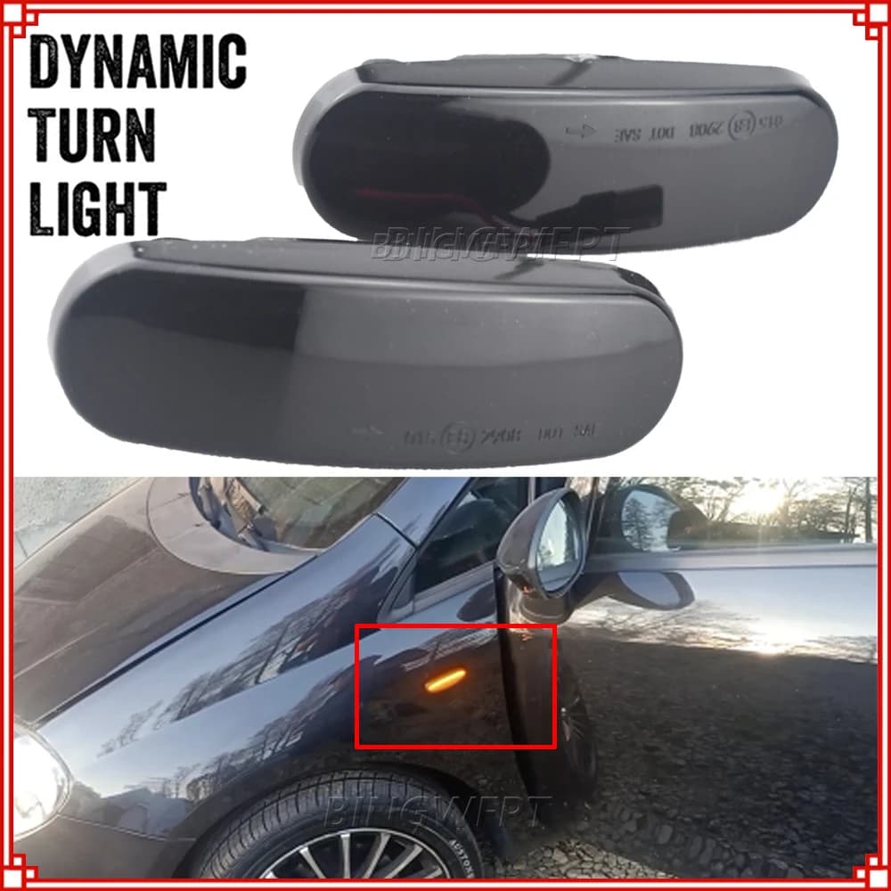 2x NUOVO Dinamico LED Indicatori di direzione Luce di posizione laterale Lampada ripetitore per Fiat Panda 169 Grande Punto Inkl Evo Doblo Fiorino Linea Idea