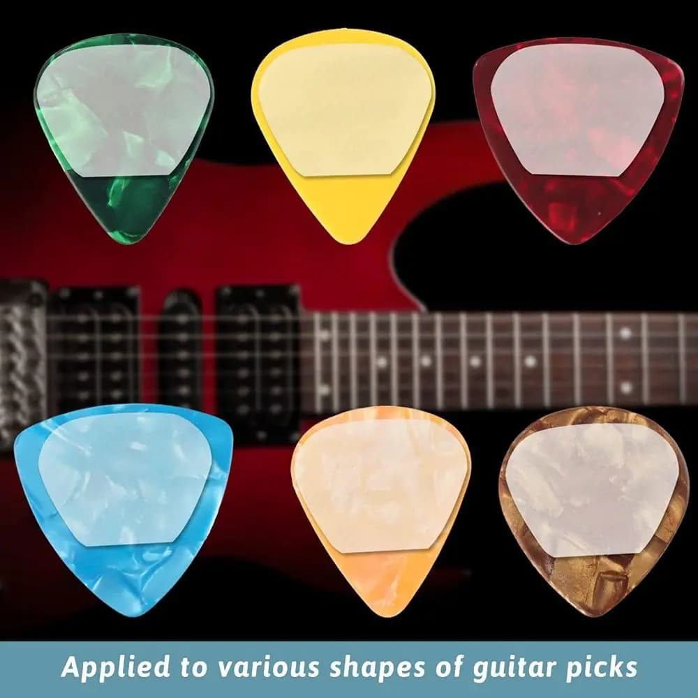 Set di 16 Nuovi Adesivi Antiscivolo per Plettri da Chitarra in Silicone, Riutilizzabili e Lavabili