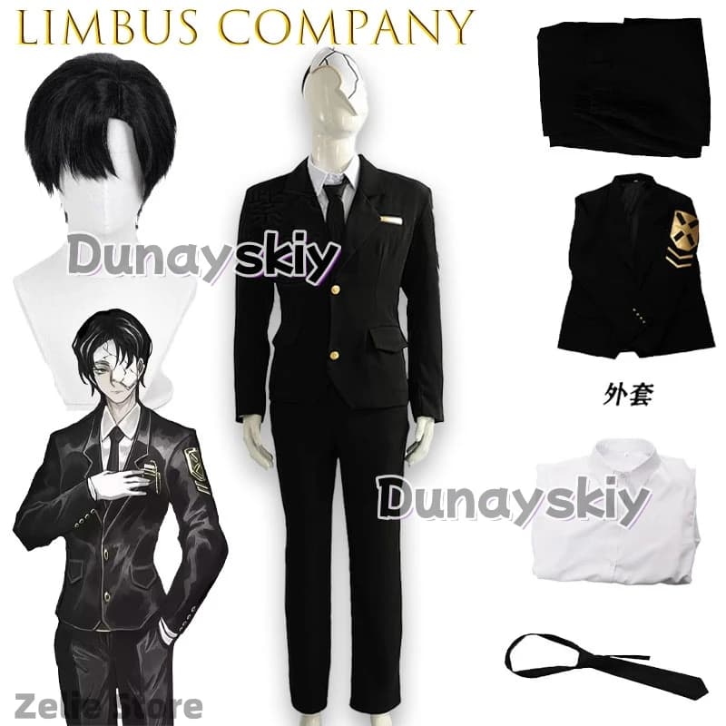 Costume Cosplay Limbus Company Index Finger Patriarch, Completo Vintage da Business, Set Completo, Vestito Anime Game, Giacca Grande, Pantaloni, Papillon ‌