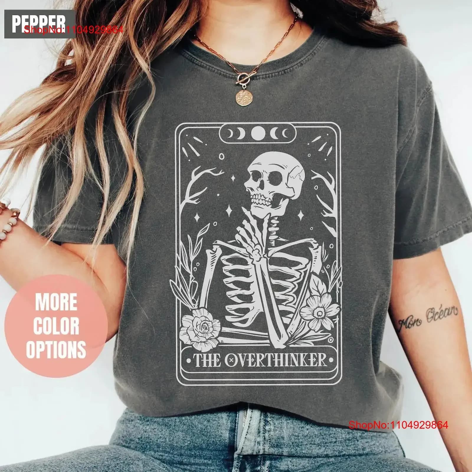 Overthinker Tarot Card T Shirt Overthinking Motivational Quote Funny vintage Washed Breathable Top For Everyday Wear fashion
