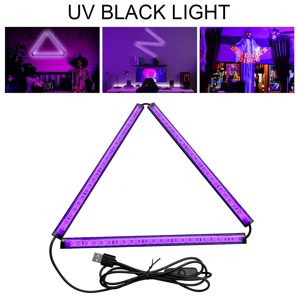 Tubo per lampada ultravioletta a LED a luce nera UV da 1/2/3 pezzi, lampada nera, luce di sfondo per parete da palcoscenico. Halloween, festa di compleanno.