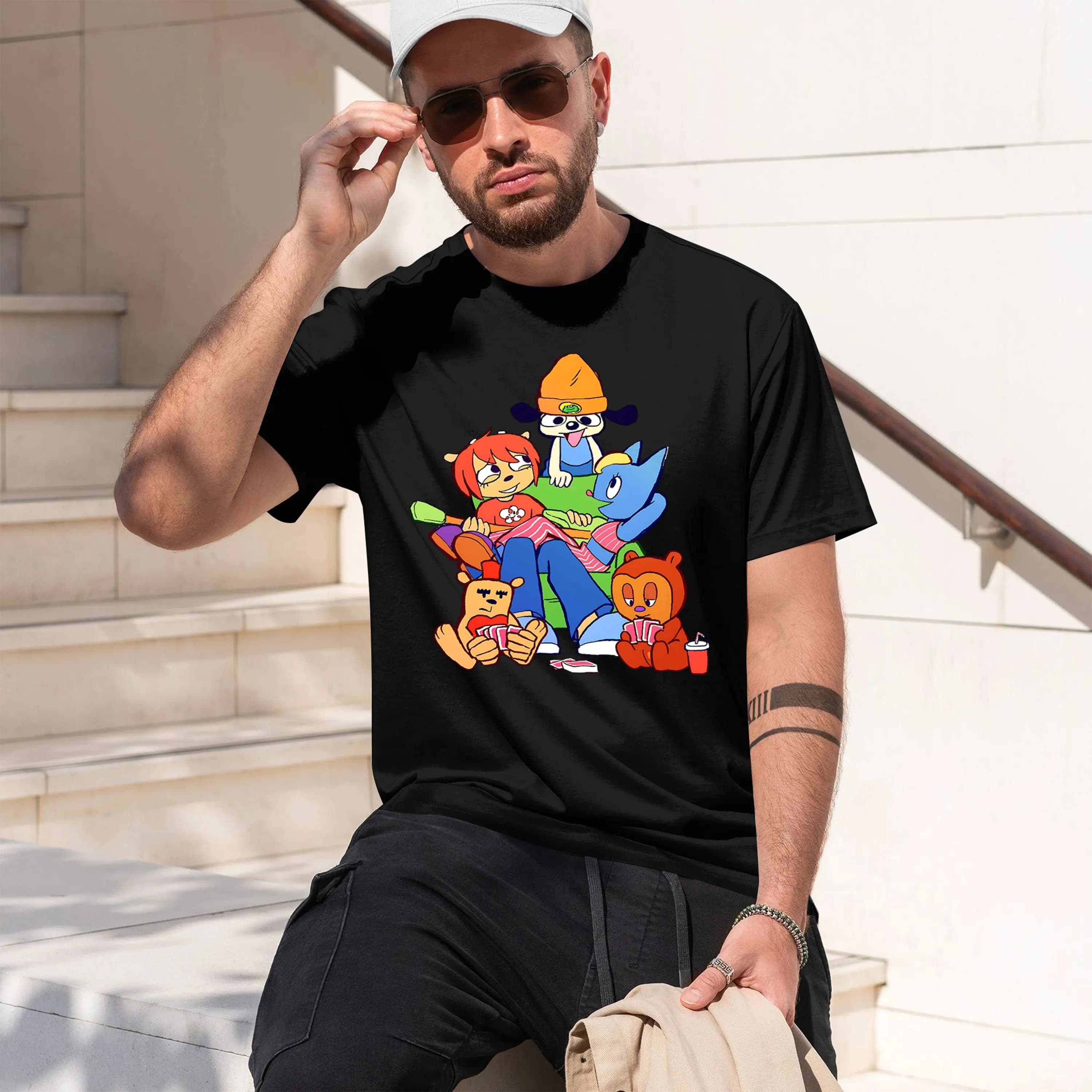 Parappa 7 Fashion Parappa The Rapper T-shirt girocollo a maniche corte da uomo, modello 2026, classico casual versatile