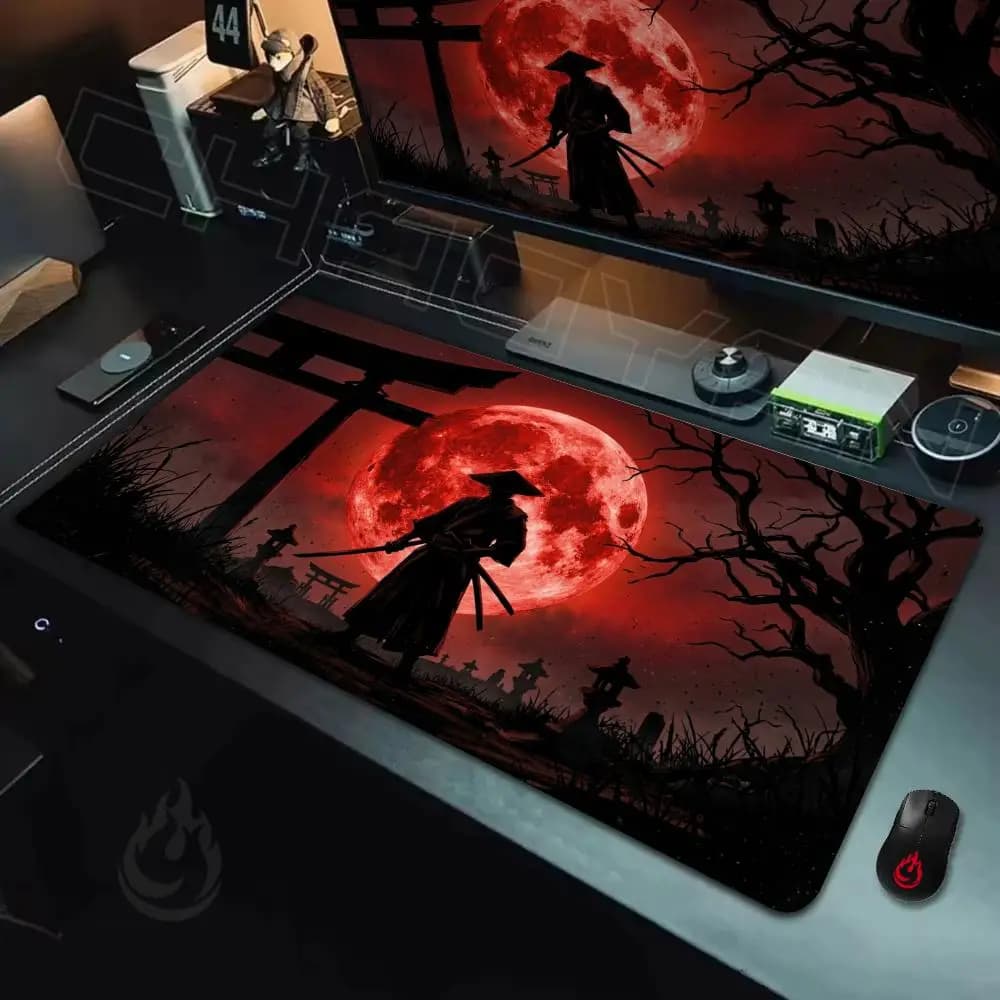 Tappetino per mouse Samurai di estetica giapponese, tappetino da scrivania grande, tappeto per computer da ufficio, tappetino per mouse XXL, accessori per PC da gaming, tappetino per tastiera