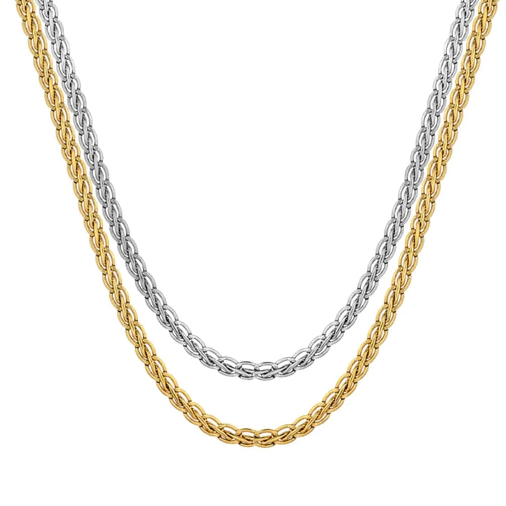 45-76CM Small Choker Long Thin Foxtail Curb Weaving Chain Widt 4MM Gold Silver Color Necklace For Women And Men Jewelry Gift