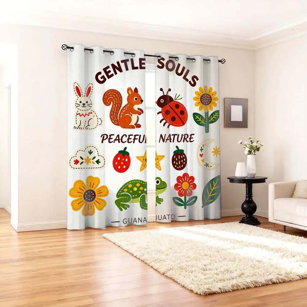 2 pz Tende con Stampa Coccinella e Girasole, Stampa Digitale, 85% Oscuranti per Camera da Letto, Soggiorno, Finestra, Decorazioni per la Casa