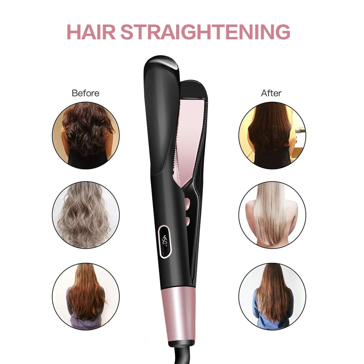 Piastra per capelli 2 in 1 per arricciare e stirare, con tecnologia a ioni negativi, riscaldamento istantaneo, stiracapelli e arricciacapelli professionale.