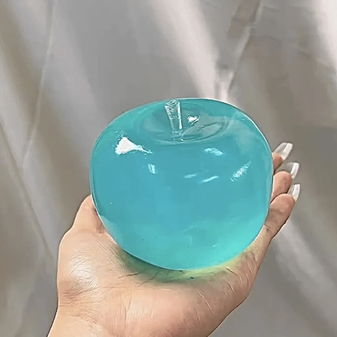 1pc Crystal Big Apple Squeeze Toy, Slow Rebound Stress Relief Toy, Extra Thin Skin Malleable Cream Texture Handmade Squishy Ball, Soft And Cute Toy