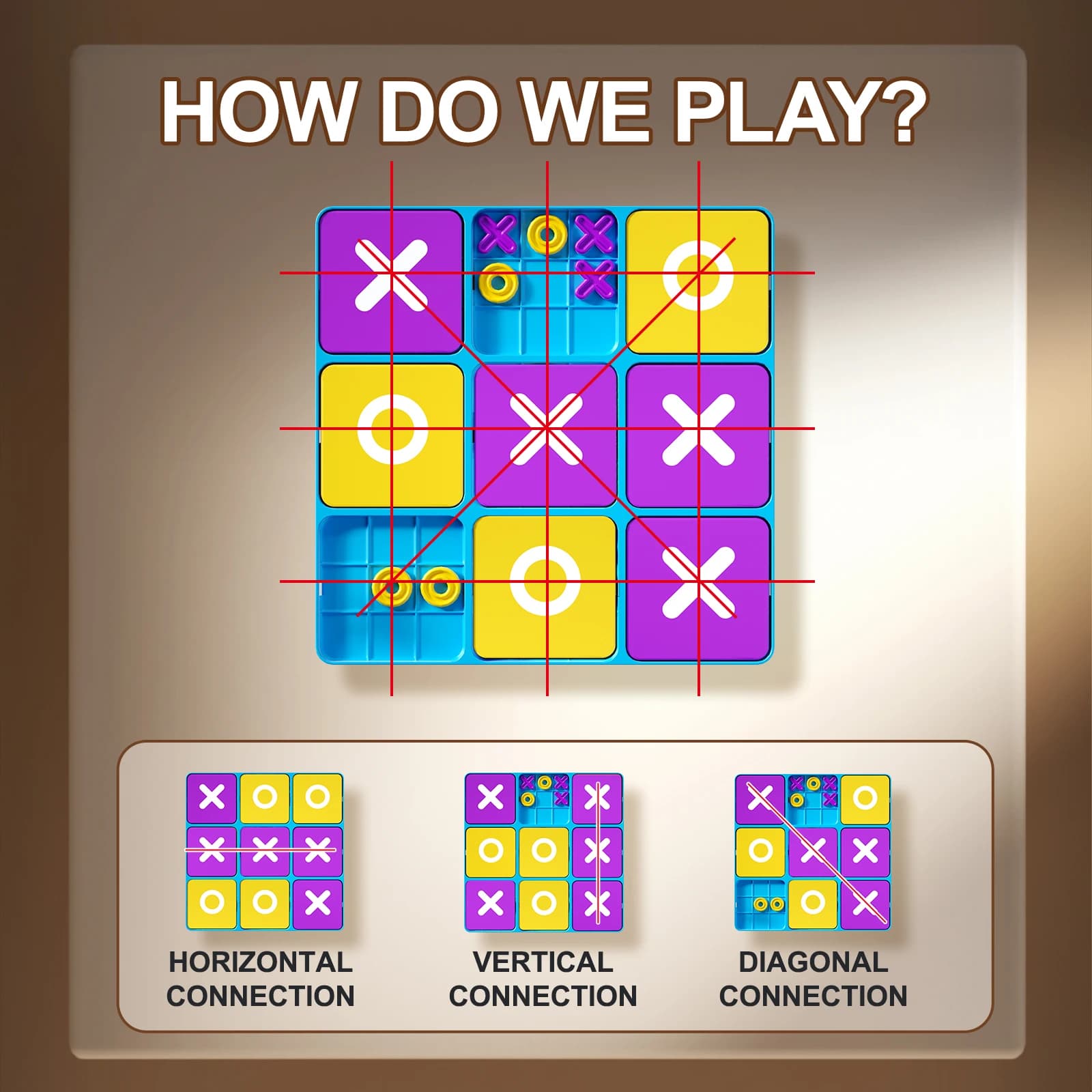 Gioco da tavolo Tic-tac-toe, gioco di strategia per due giocatori. Regali per gli appassionati di giochi da tavolo per compleanni, Capodanno, ecc.