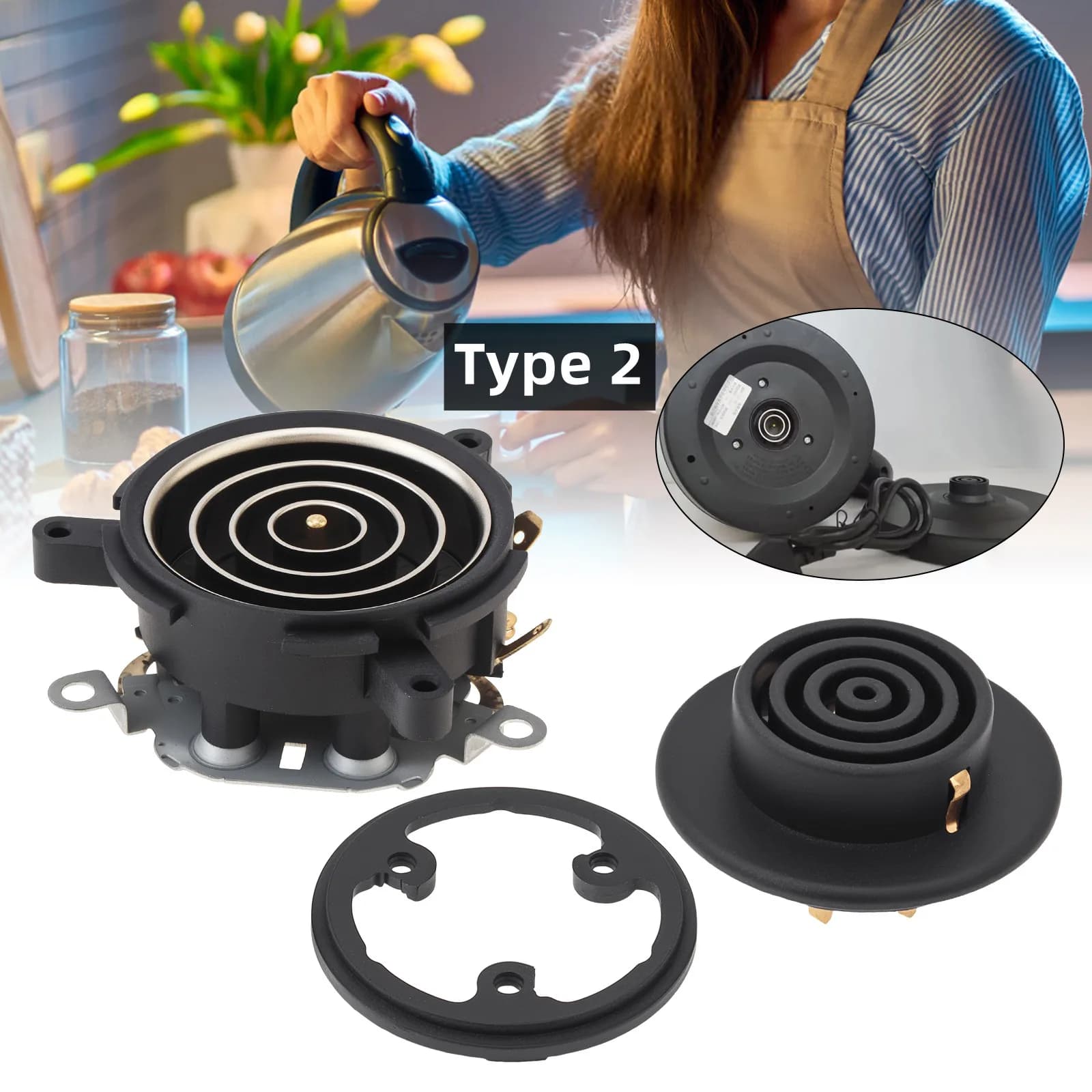 2 pieces Home Electric kettle Base Small five rings coupler Temperature control switches Kitchen appliances parts and accessories
