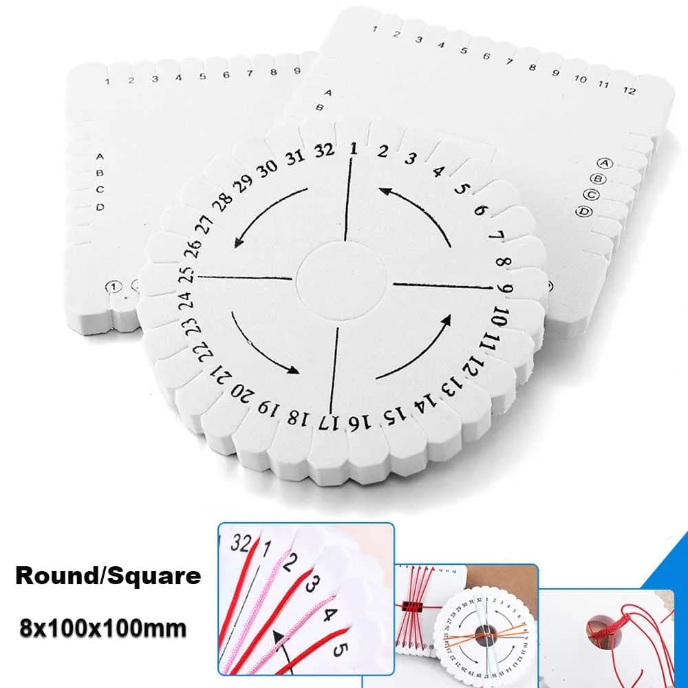 2Pieces 8x100x100mm Braiding Disk Round Square Beading Cord Disc Braiding Braided Plate DIY Bracelet Loom Weaving Board