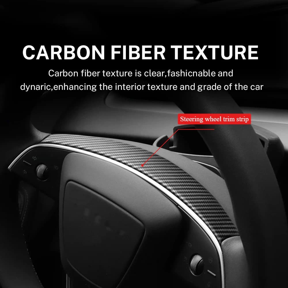 Per Tesla Model 3 Highland Model Y Juniper (2024-2026) Copertura del Volante in Fibra di Carbonio ABS Adesivi Decorativi