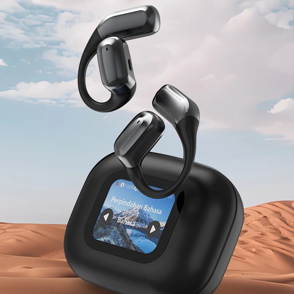 Bluetooth headphones with LED color screen 150 languages Auxiliary with translation Ai Touch Screen Wireless earphones True Hifi