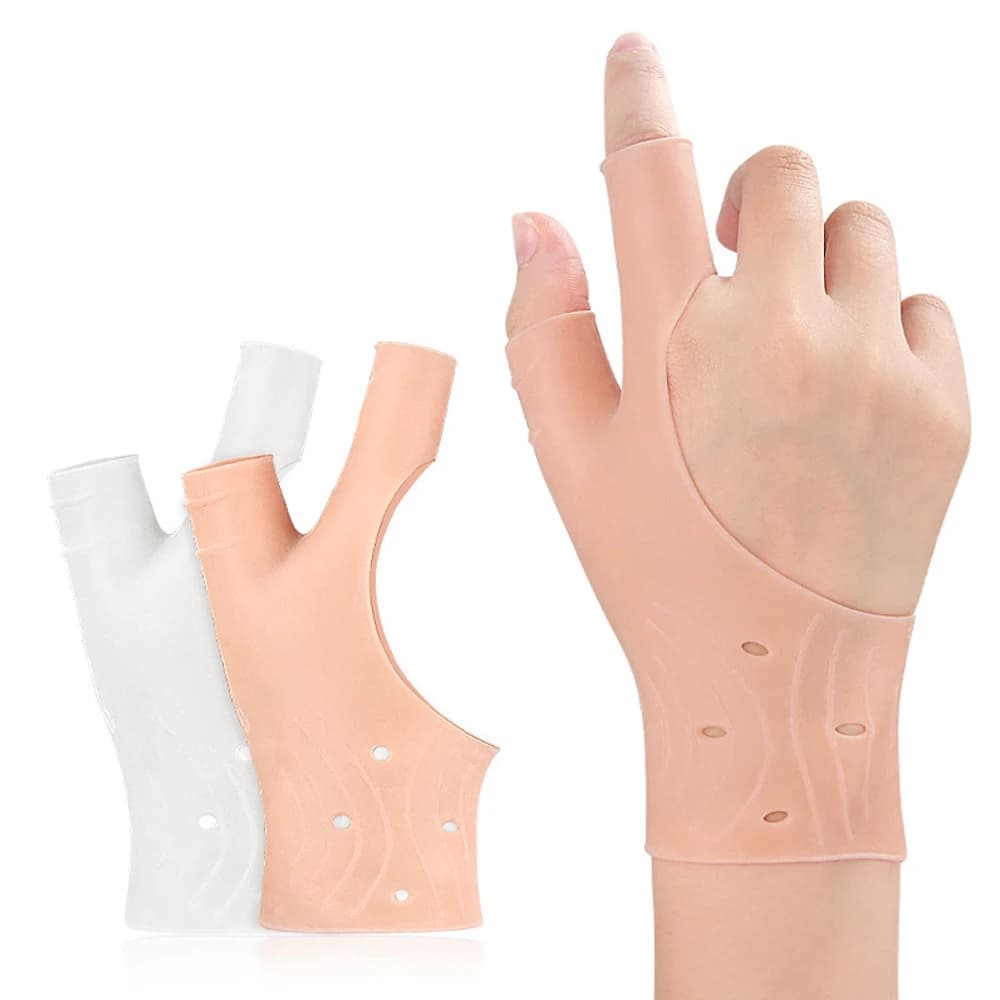 Guanti per pollice da polso da 1 pezzo, tutore di supporto per polso in gel di silicone elastico impermeabile, con foro per il pollice, per la pressione della mano